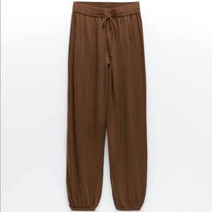 Zara flowy knit pants brown NWT